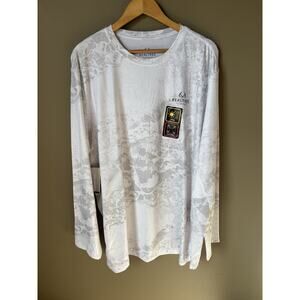 Realtree Mens 3X Long Sleeve Performance Fishing Shirt White
